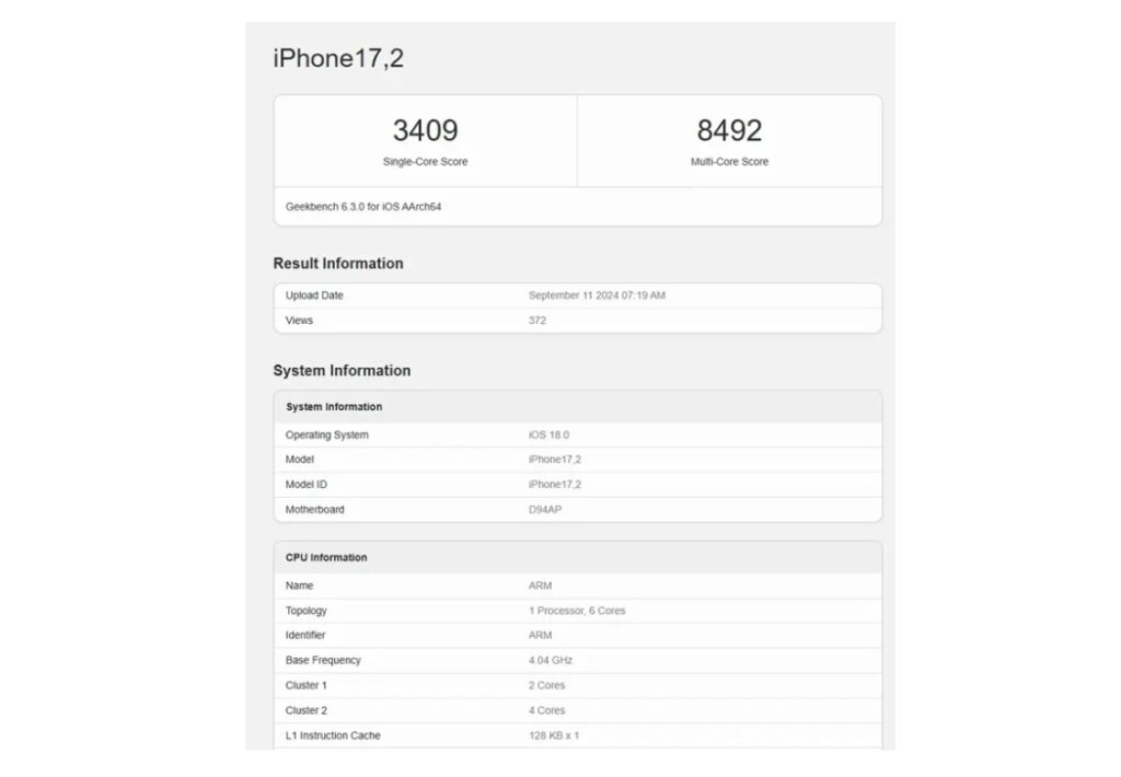 Apple a18 pro benchmark