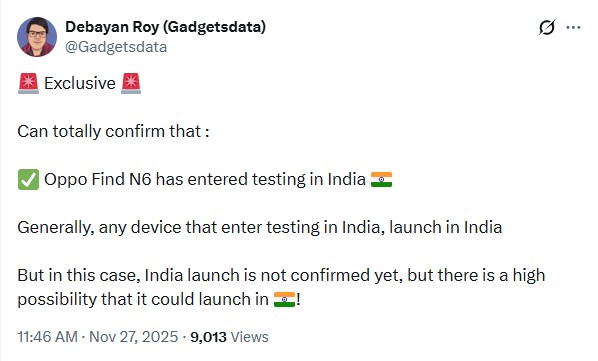Oppo Find N6 India Launch Imminent – Massive Leak Spills the Beans! 1 oppo-find-n6-india-launch-testing-begins-details