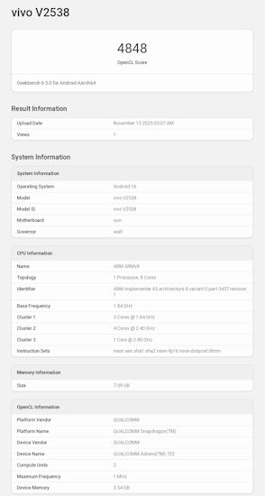 Vivo V70 Geekbench Leak Reveals Snapdragon 7 Gen 4 Might – Impressive Performance Incoming! 1 vivo-v70-geekbench-open-cl-ss