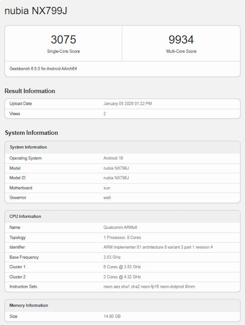 RedMagic 11 Air Appears on Geekbench, Snapdragon 8 Elite Performance Leaks 1 Redmagic 11 Air Geekbench Results