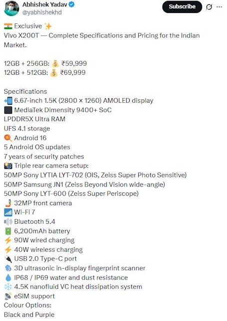 Vivo X200T Shocks 2026 Smartphone Market as a True Flagship Killer 1 vivo-x200t-specs-india-pricing-leaked-details